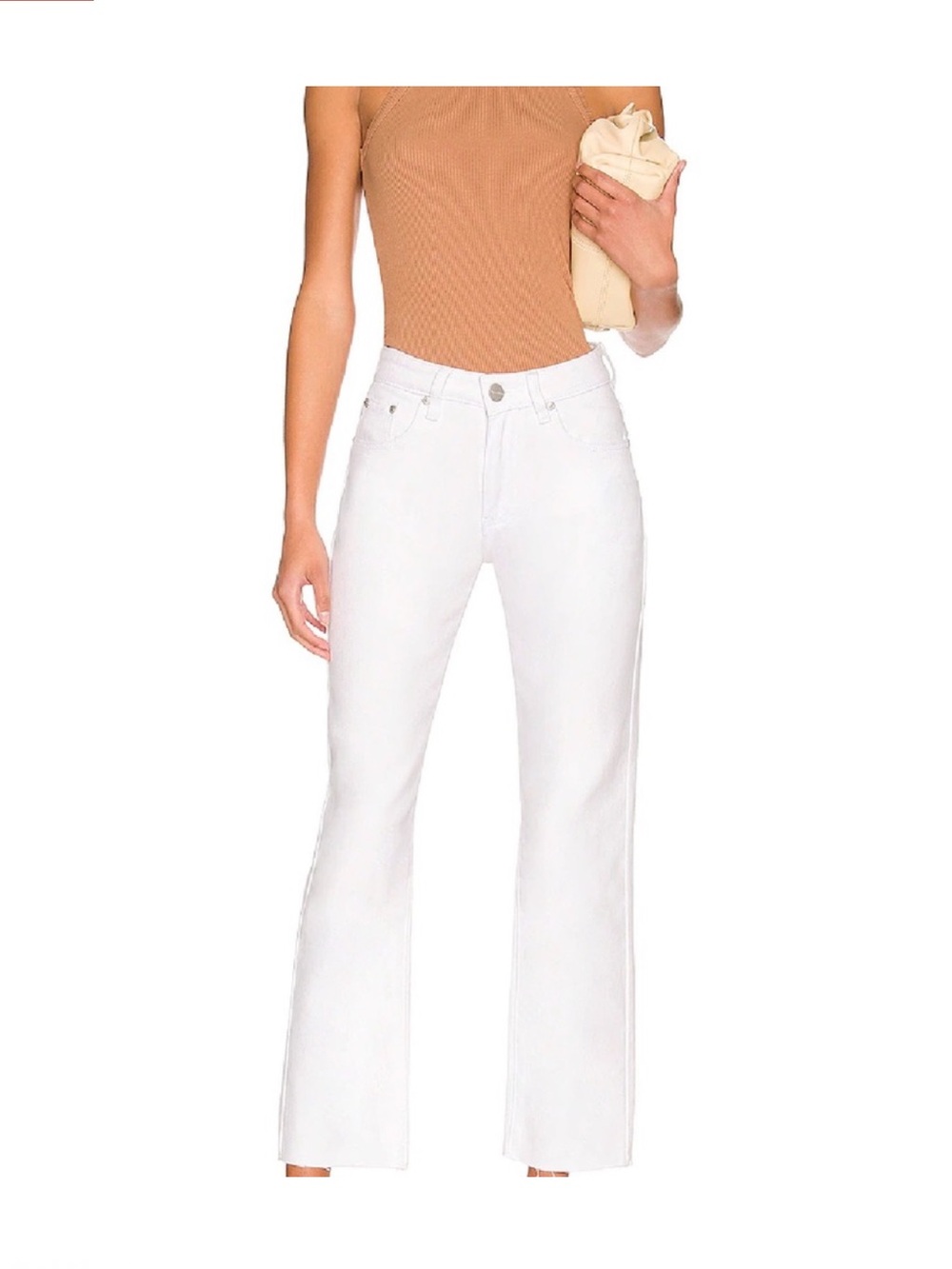 superdown Dylan Straight Denim Jean in White Zip Fly Raw Cut Hem Size 28